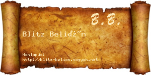Blitz Belián névjegykártya